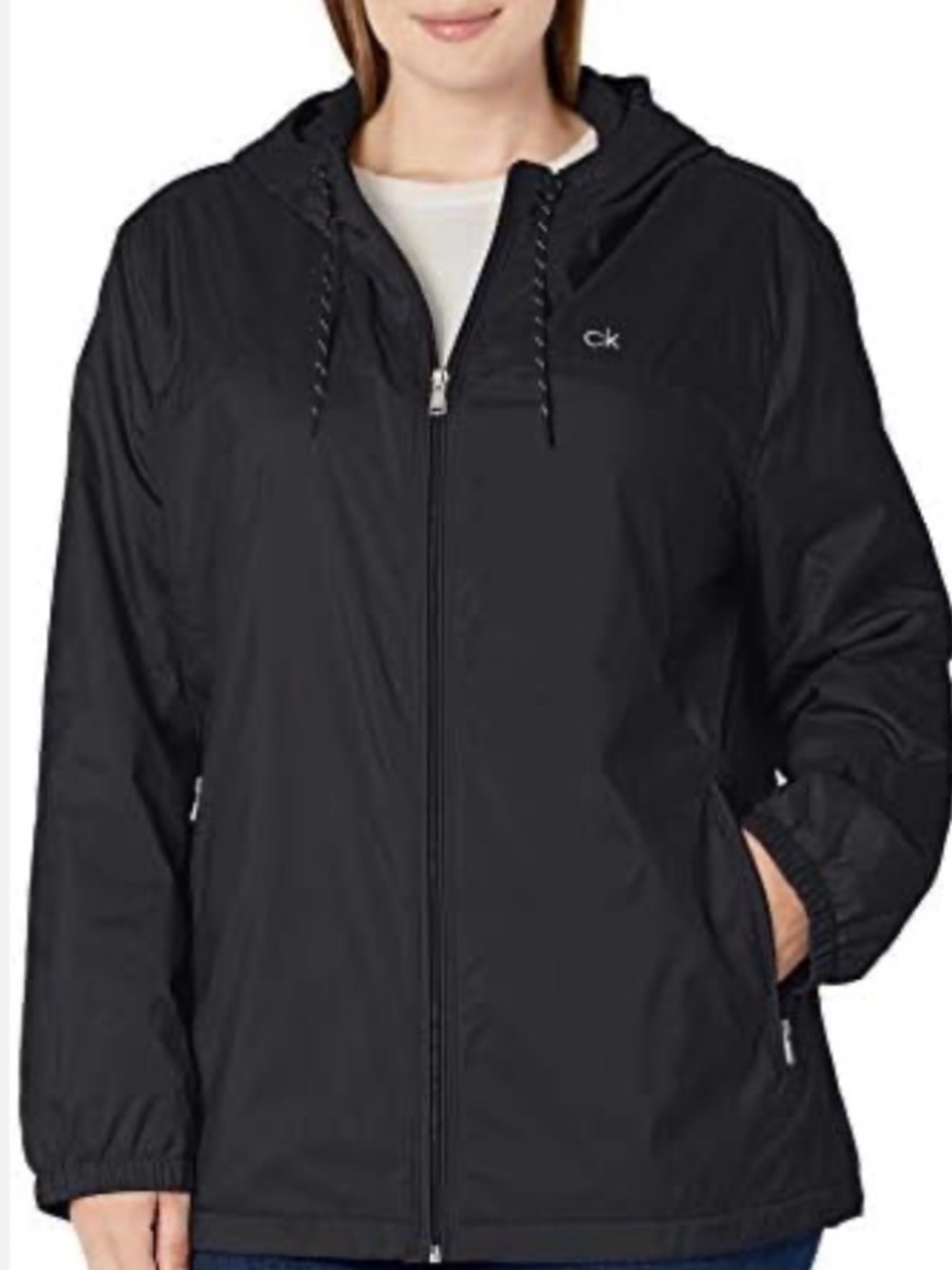 Calvin Klein Black Hooded Windbreaker